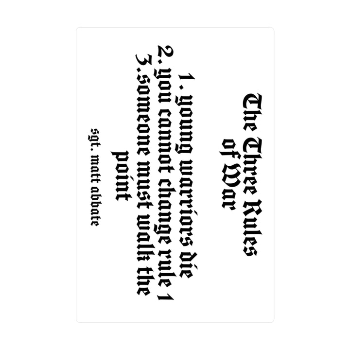 Three Rules of War Sticker