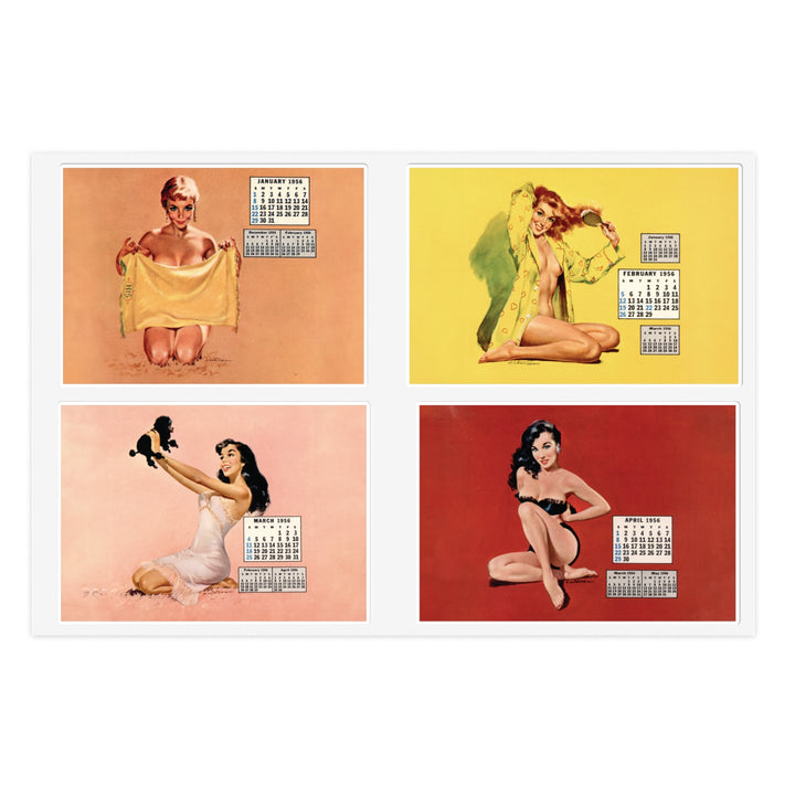 1956 Calendar Girls Sticker Pack (Jan-Apr)