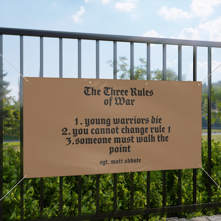 THREE RULES OF WAR HEAVY DUTY BANNER