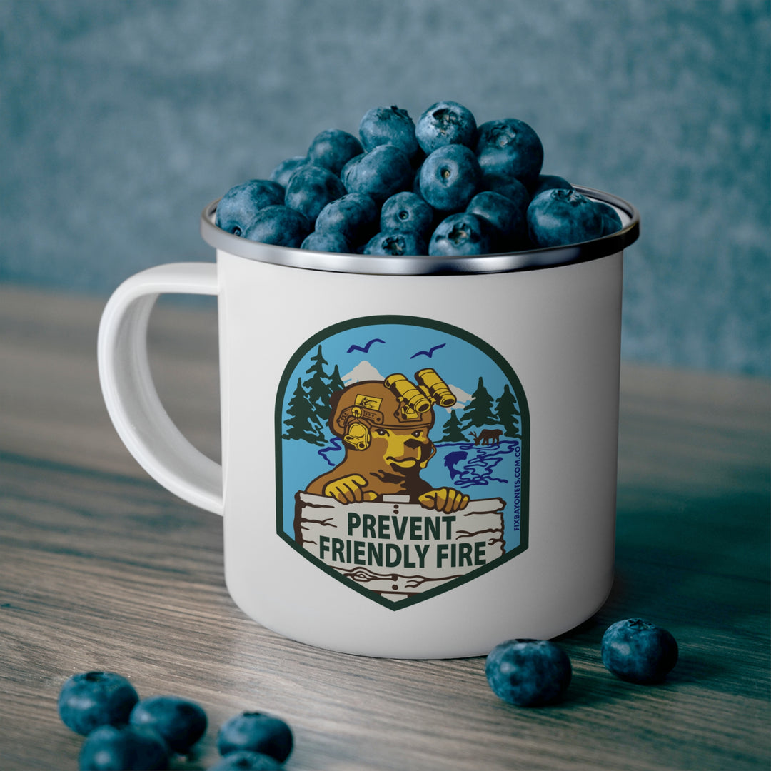 Friendly Fire Enamel Camping Mug