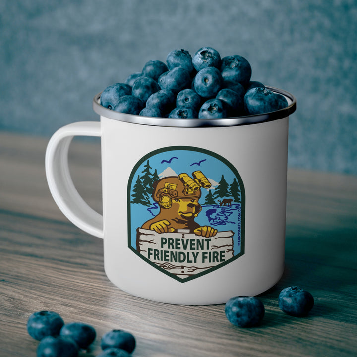 Friendly Fire Enamel Camping Mug