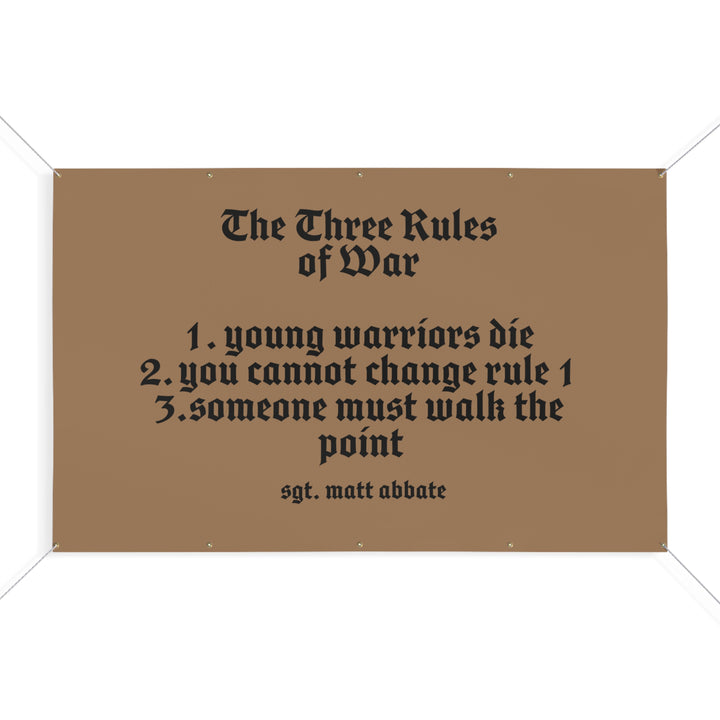 THREE RULES OF WAR HEAVY DUTY BANNER