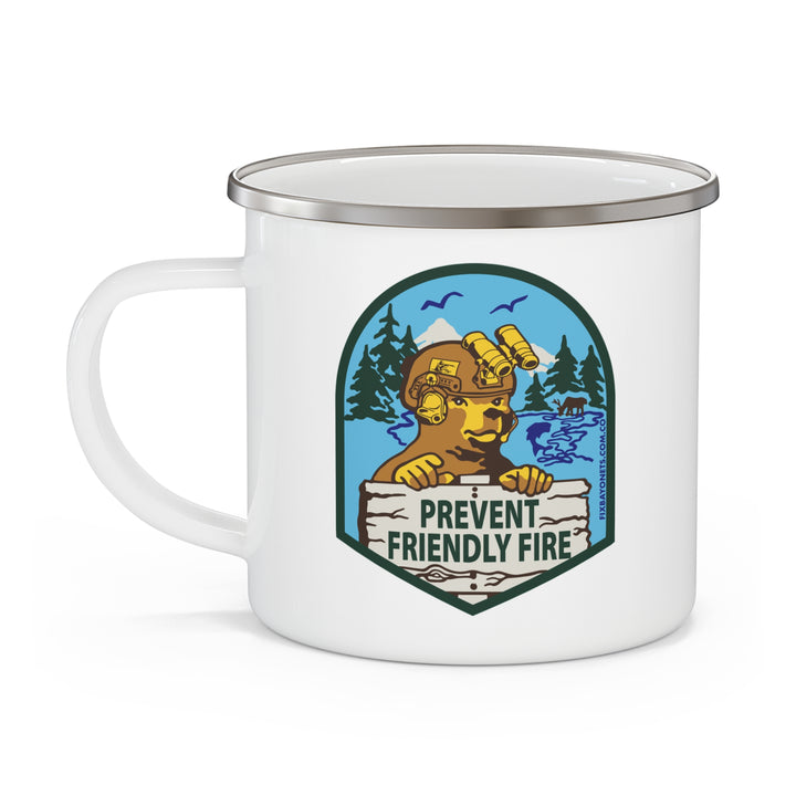 Friendly Fire Enamel Camping Mug