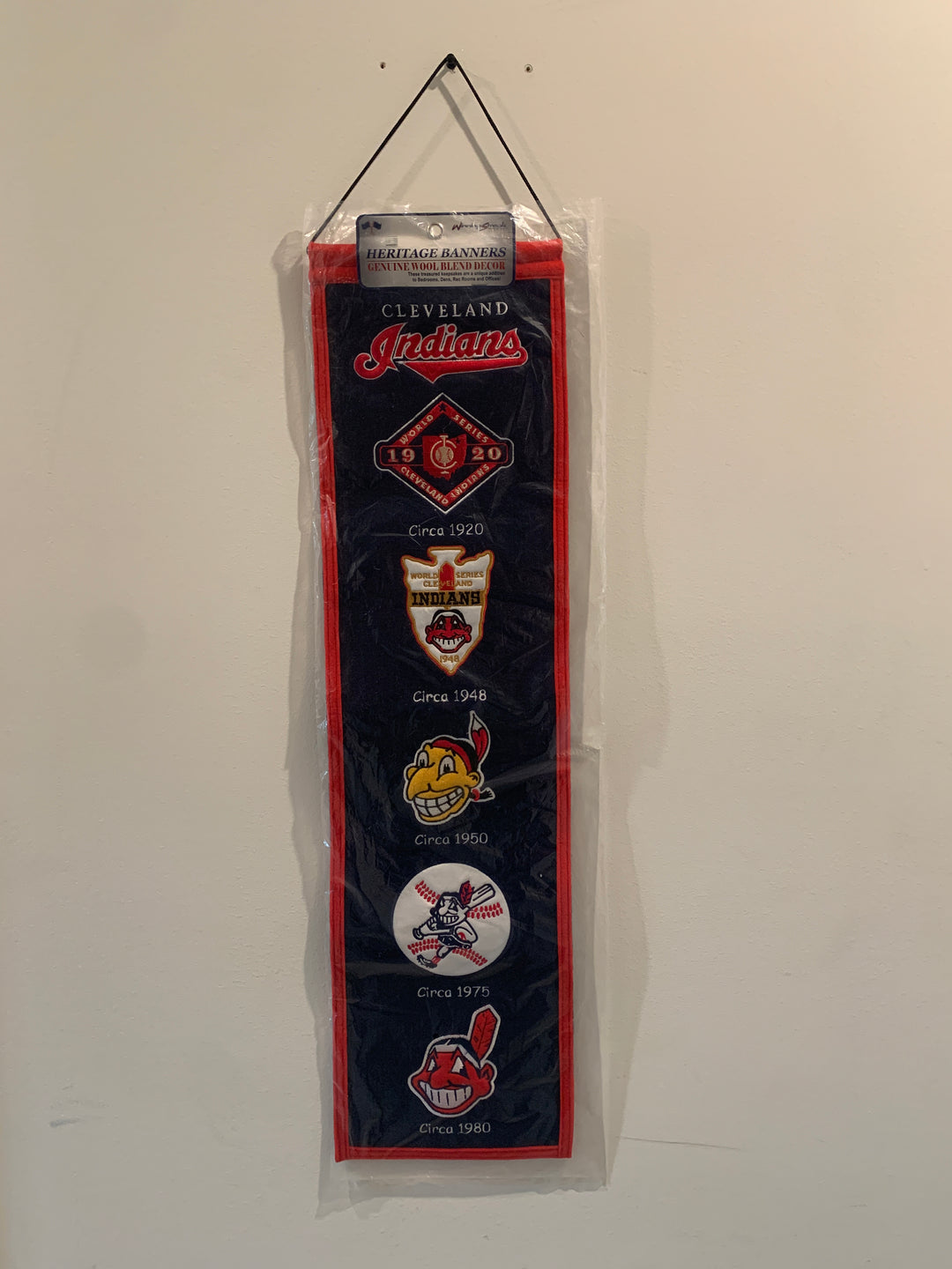 VINTAGE CLEVELAND INDIANS LOGO BANNER (MINT CONDITION)